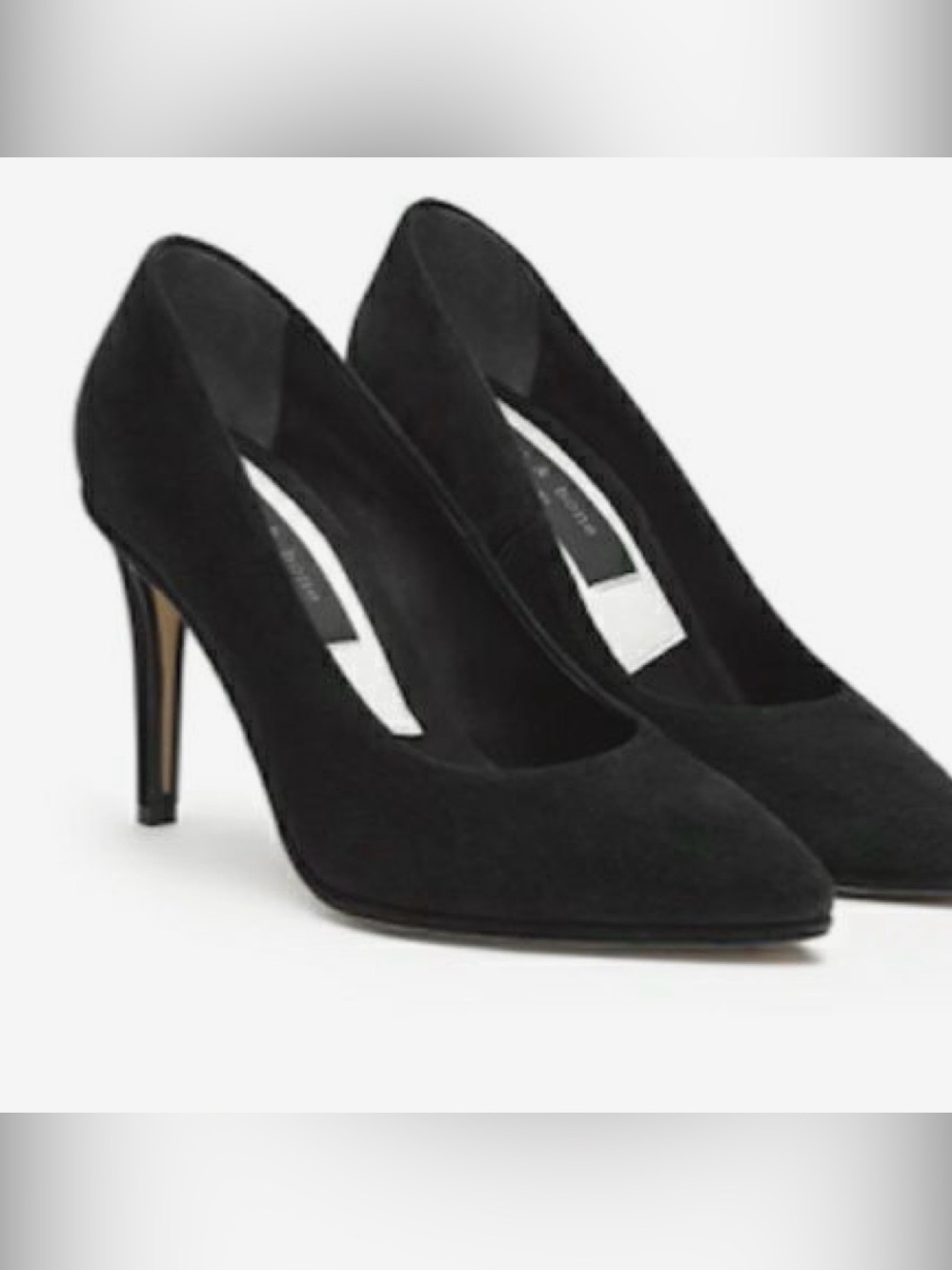 Rag & Bone Elia Black Suede Pointed Toe Pumps Heels, size 8.5 with box, EUC